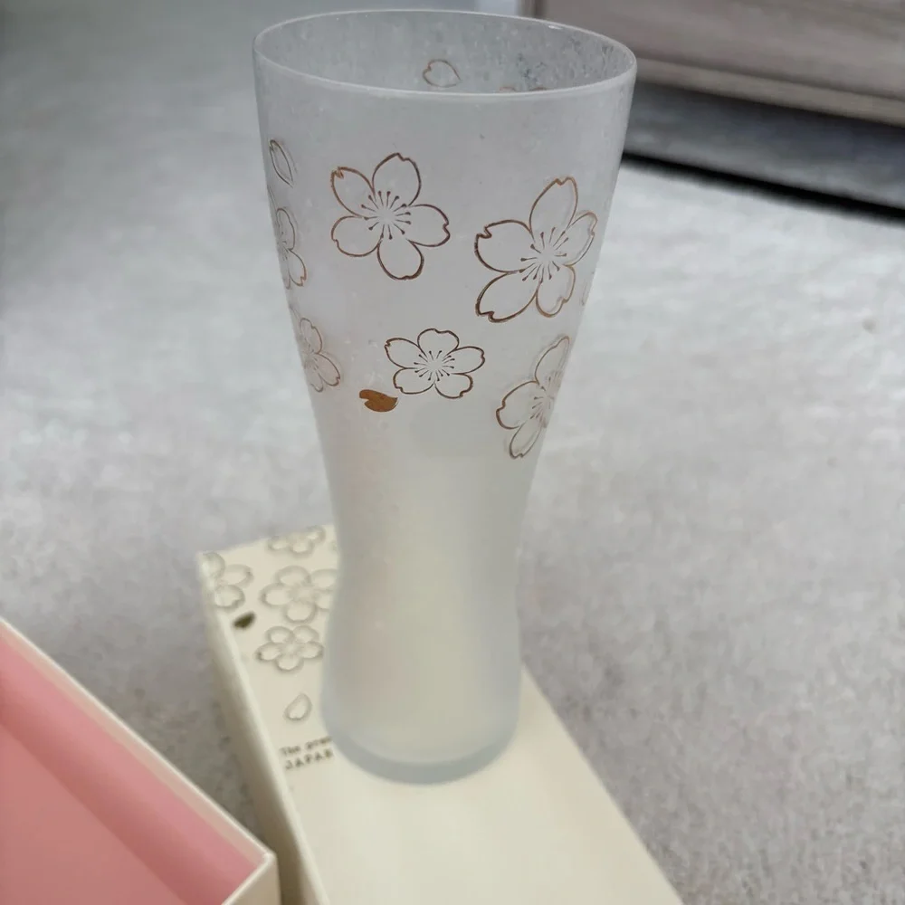 Japan Best Beer Glass Floral Frosted Glass Vase